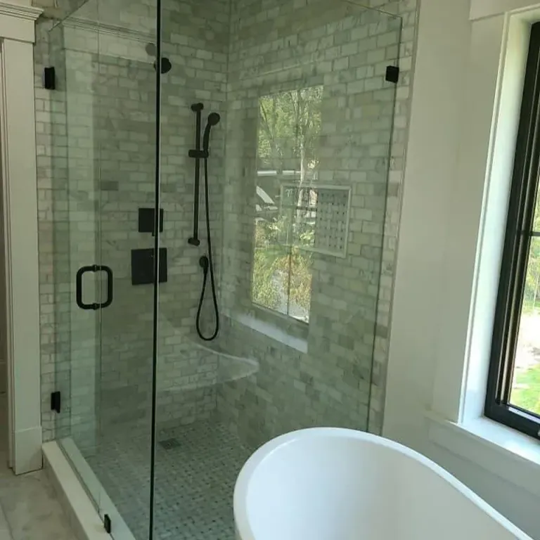 Another view of the shower beside the tub