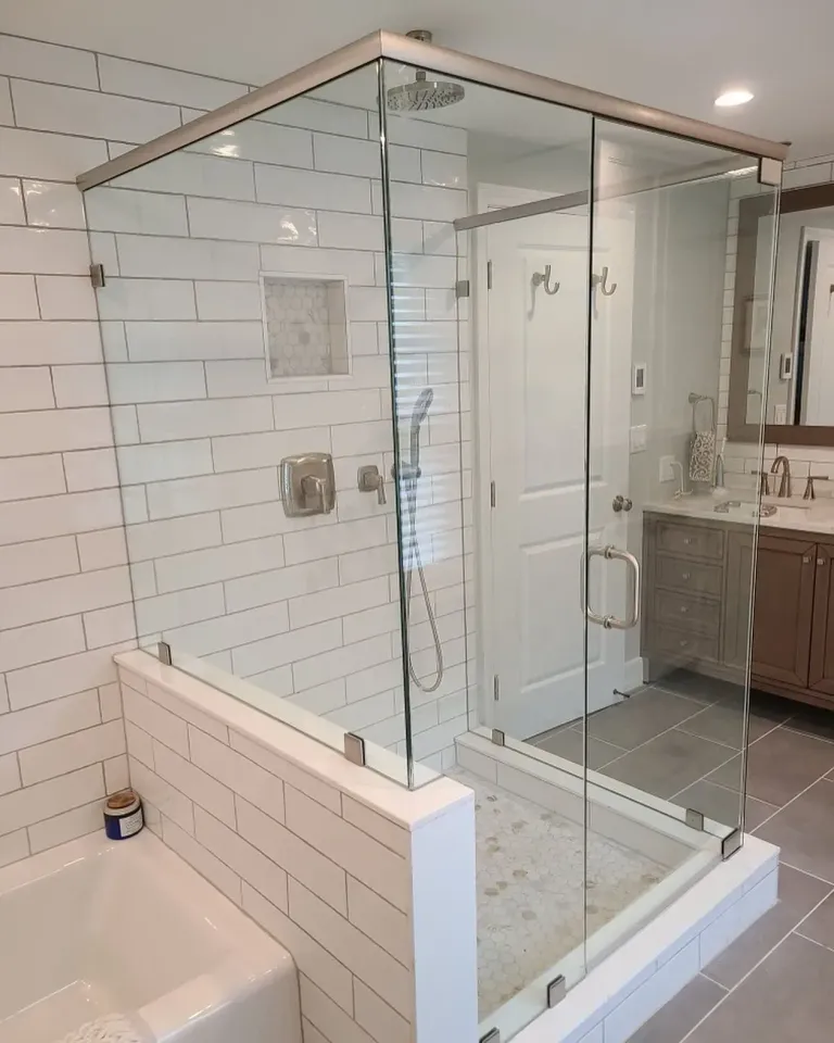 Another view of the corner shower enclosure
