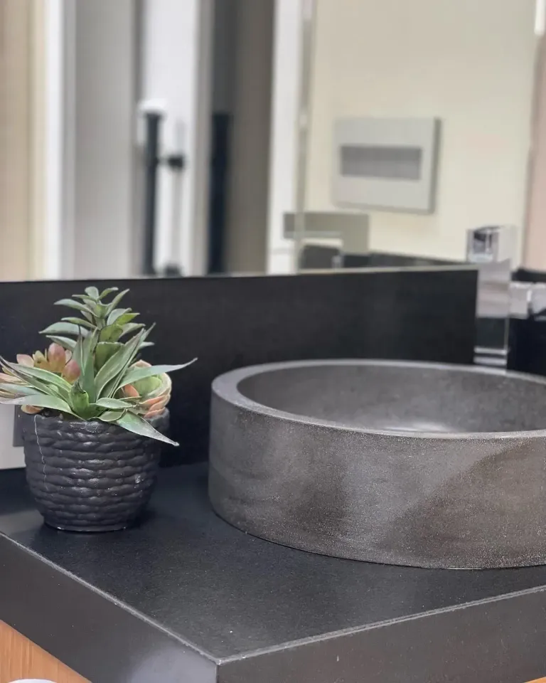 Detail of the bathroom vanity mirror